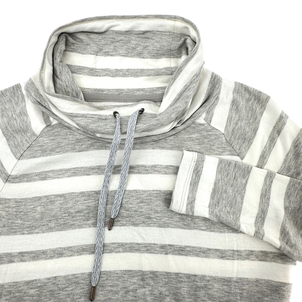 Lou & Grey Loft Pullover‎ Womens S Grey New Striped Cowl Neck Raglan Long Sleeve
